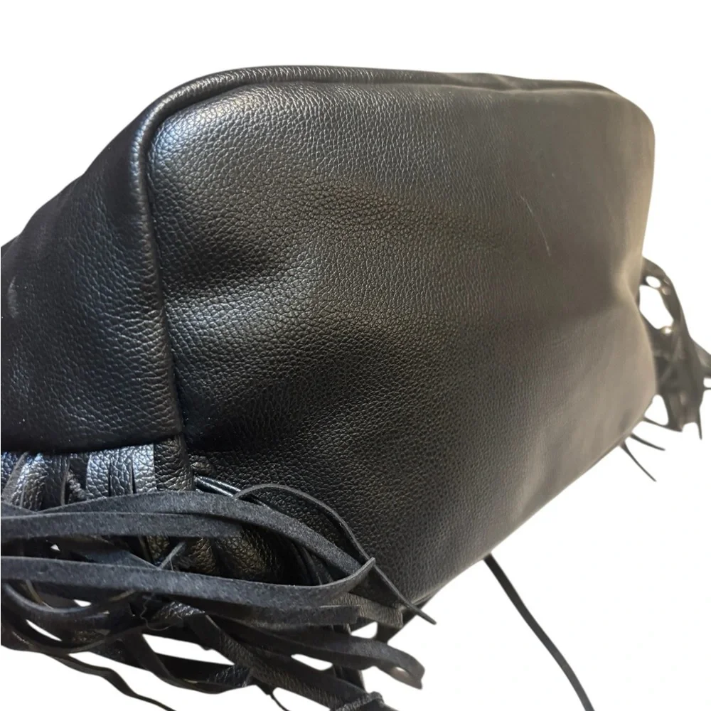 Victoria's Secret Backpack Tote Limited Edition Black Fringe Faux Leather